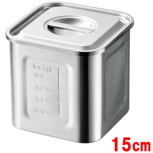 18-8 目盛付角キッチンポット15cm
