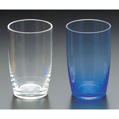 メラミン食器 マスカット 8オンスタンブラー アクリル 210cc 63×98(mm) 透明、ブルー