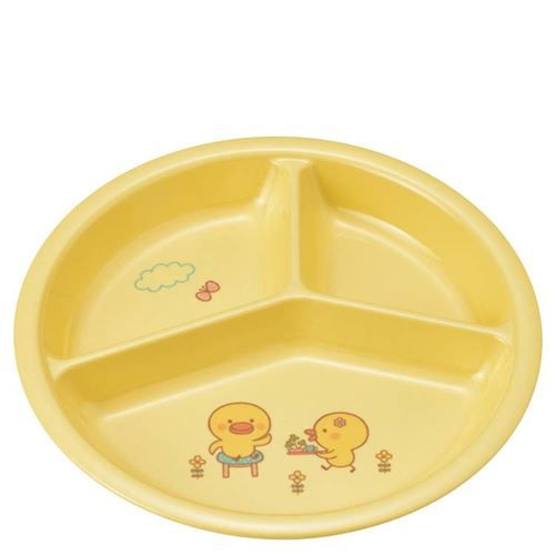 メラミン 子供食器 ひよこぐみ 三つ仕切皿 小 イエロー J25HIY