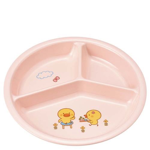 メラミン 子供食器 ひよこぐみ 三つ仕切皿 小 ピンク J25HIP