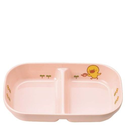 メラミン 子供食器 ひよこぐみ 角二ツ仕切皿 小 ピンク J31HIP