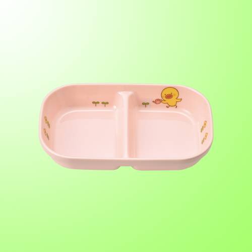 子供食器 角二ツ仕切皿 小 ひよこぐみピンク