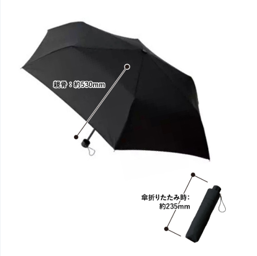 晴雨兼用折り畳み傘への持ち込み名入れ加工見本（素材：樹脂）サイズ感