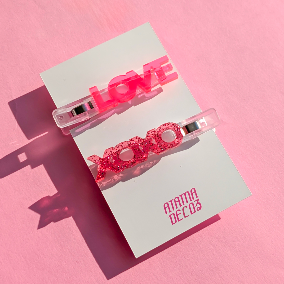 LOVE&XOXOヘアピン | アクリル リル（LiL）｜カラフルなアクリル雑貨