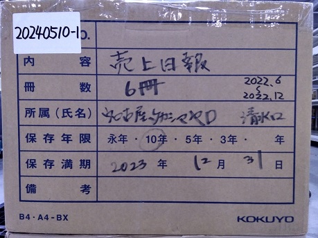 名古屋髙島屋D　売上日報 6冊　2022.6～2022.12
