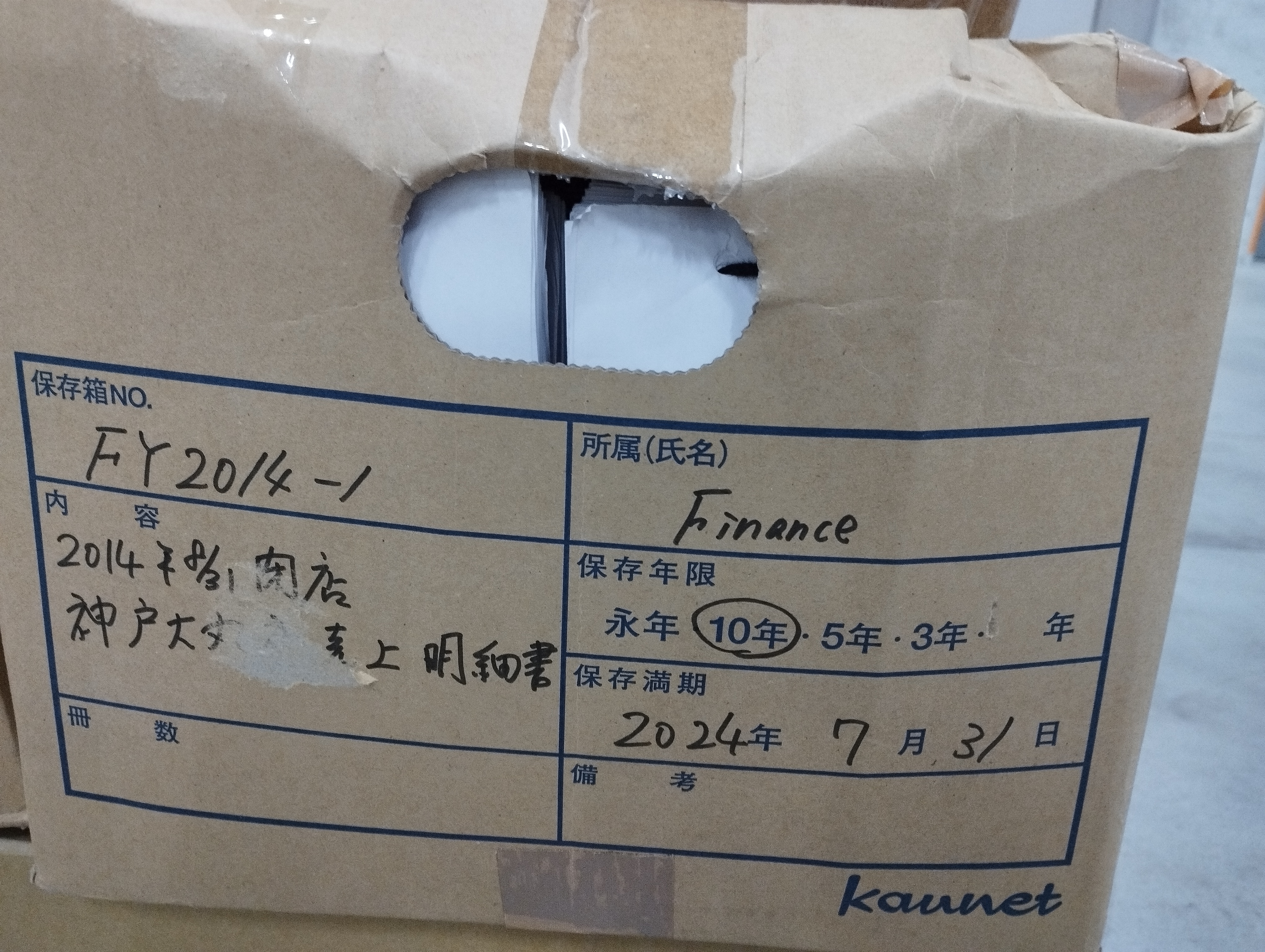 2014.8.31閉店　神戸大丸売上明細書