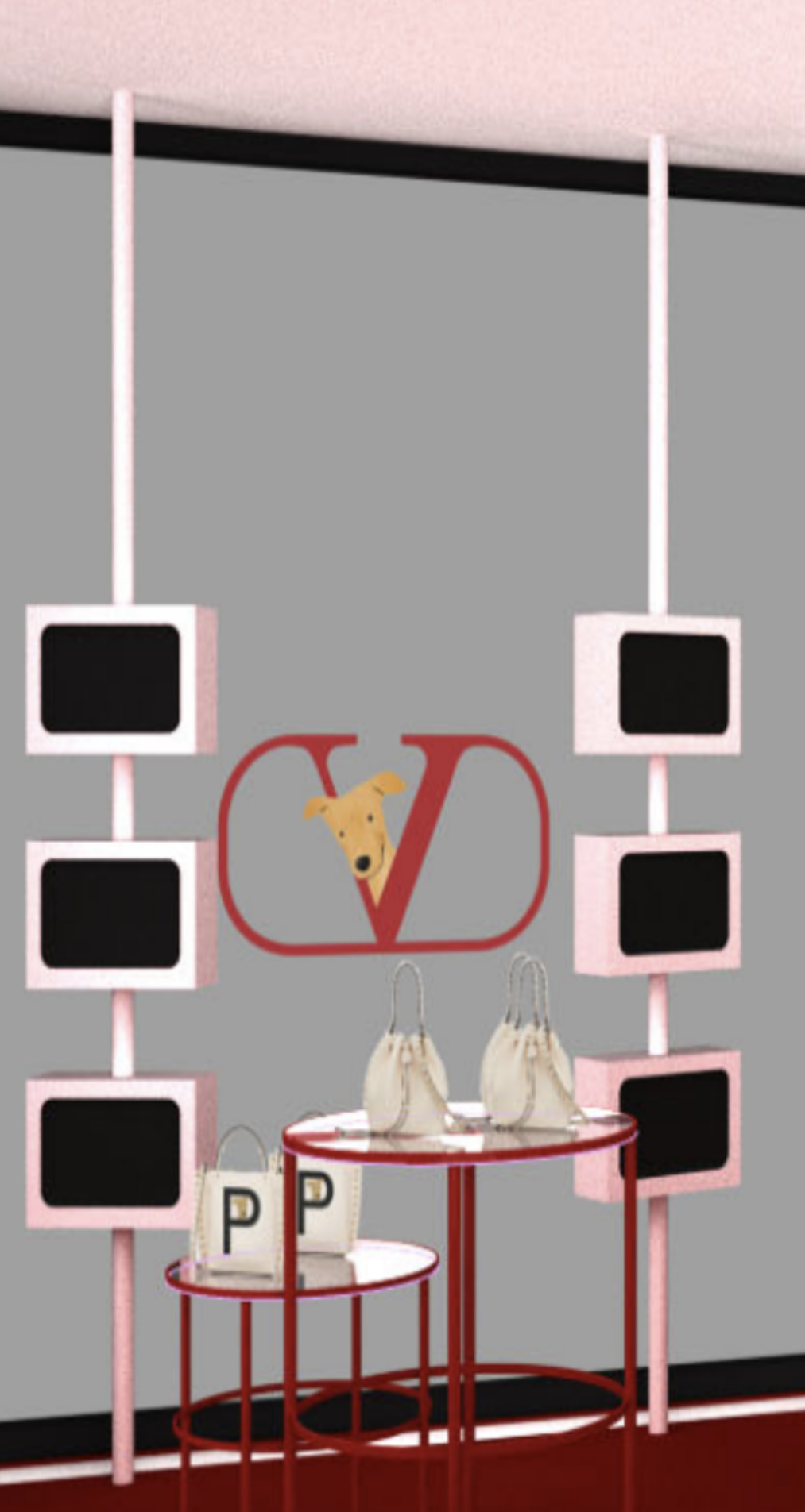 2 Pole x 12 Monitor Structure / モニター什器 1本につき6台設置