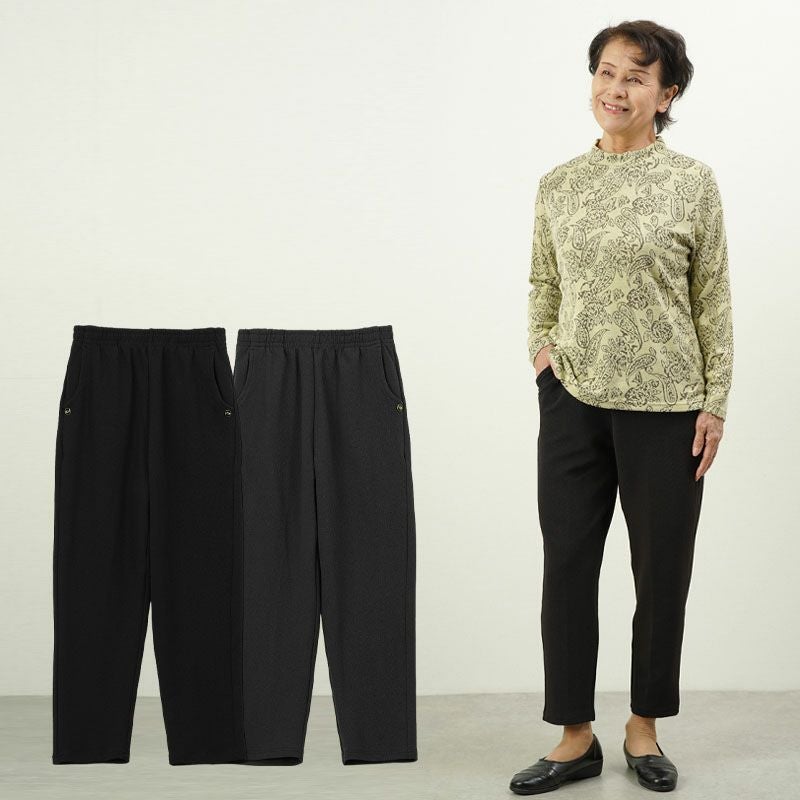 春秋用 ちりめん素材 ストレッチパンツ 股下60cm