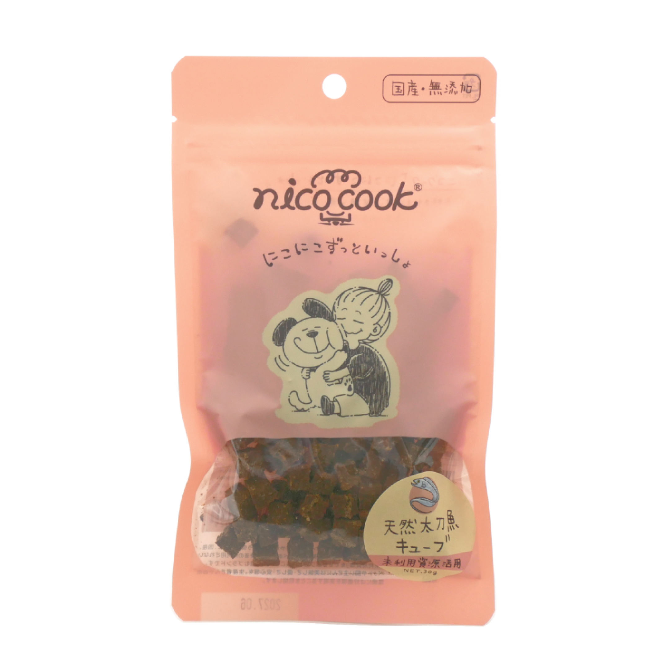マルカイ　ｎｉｃｏ　ｃｏｏｋ　国産天然太刀魚キューブ　犬猫用