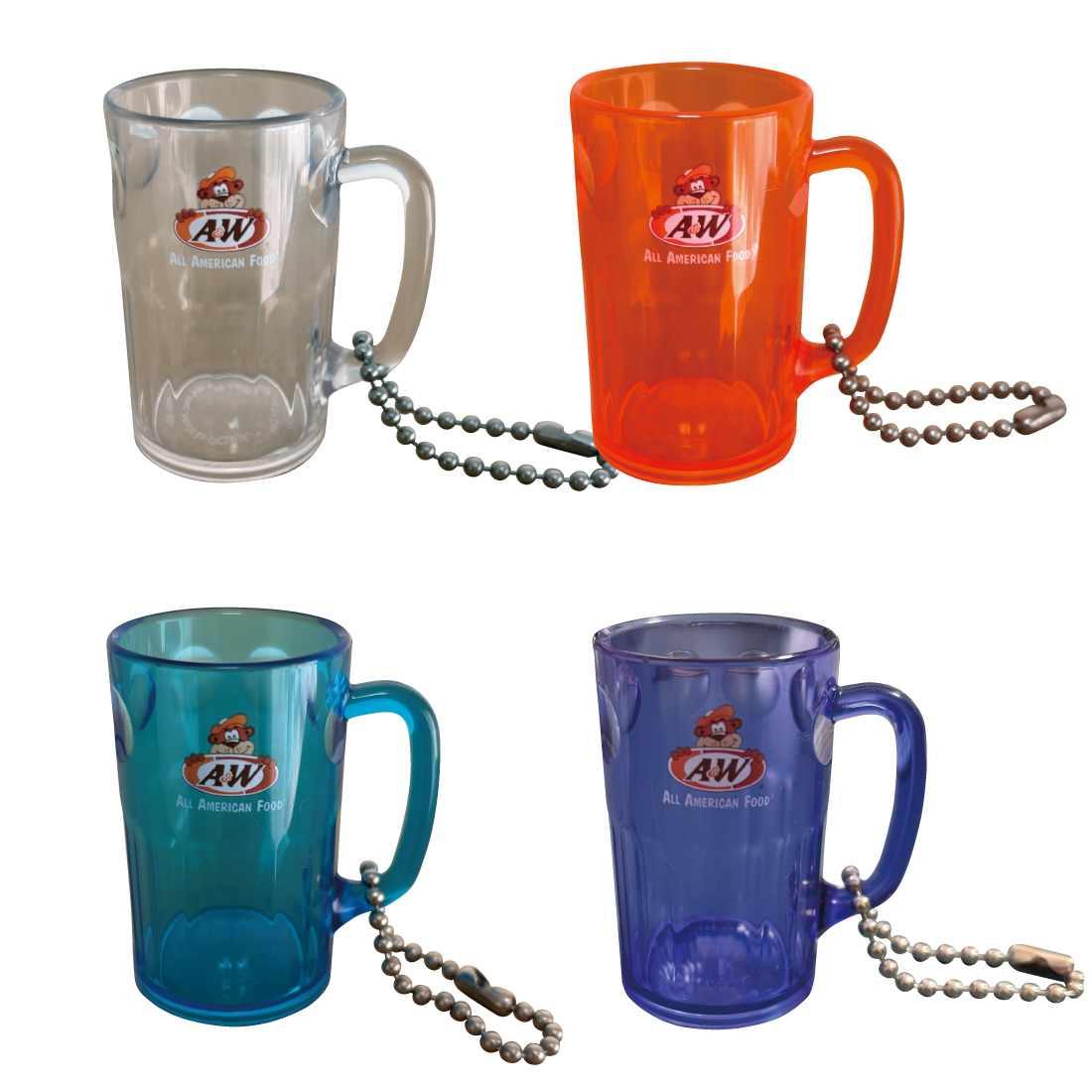 【4色セット】A&W MINI ROOT BEER MUG KEYCHAIN SET