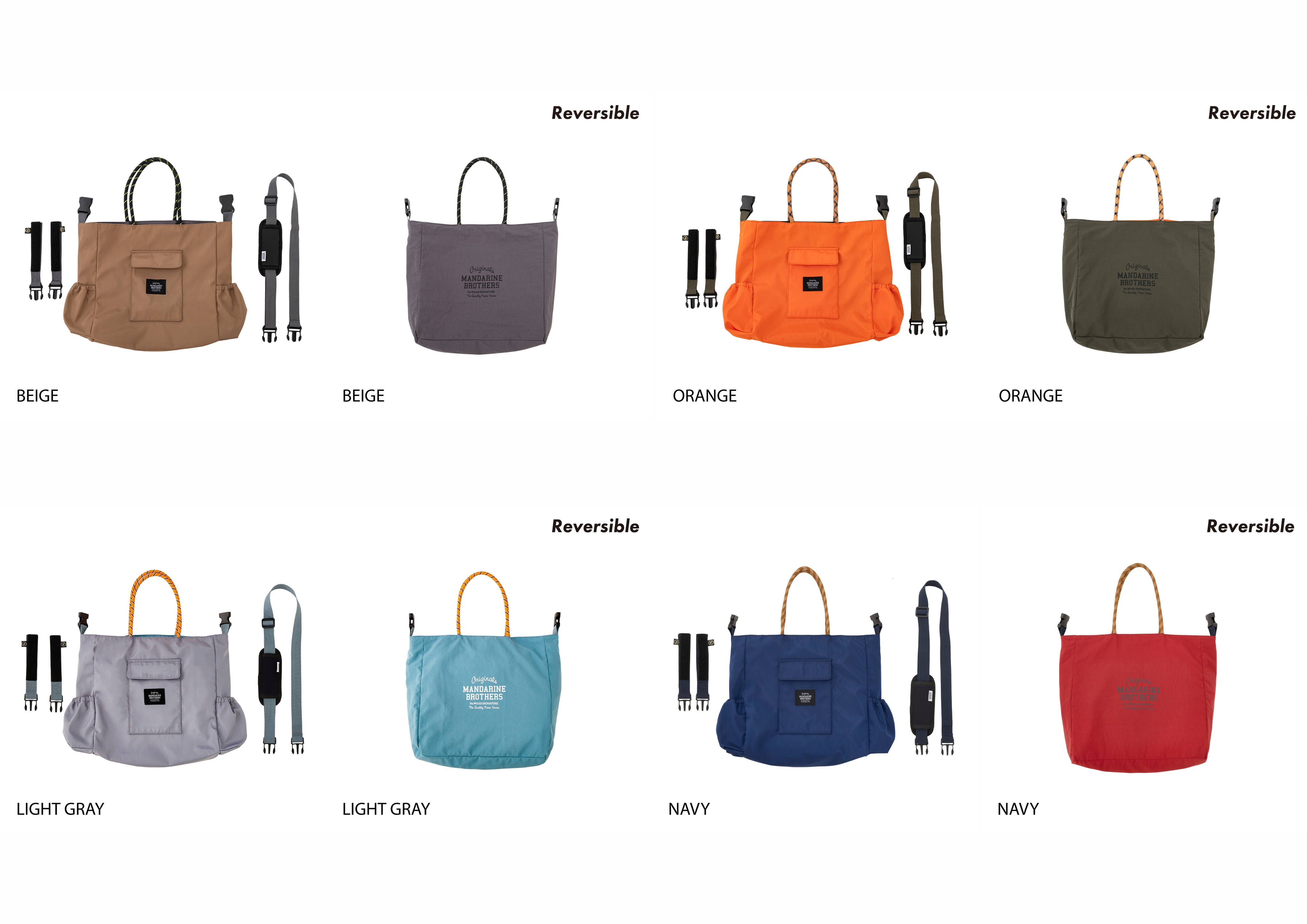 マンダリンブラザーズ　REVERSIBLE 3WAY TOTE リバーシブル3ウェイトート