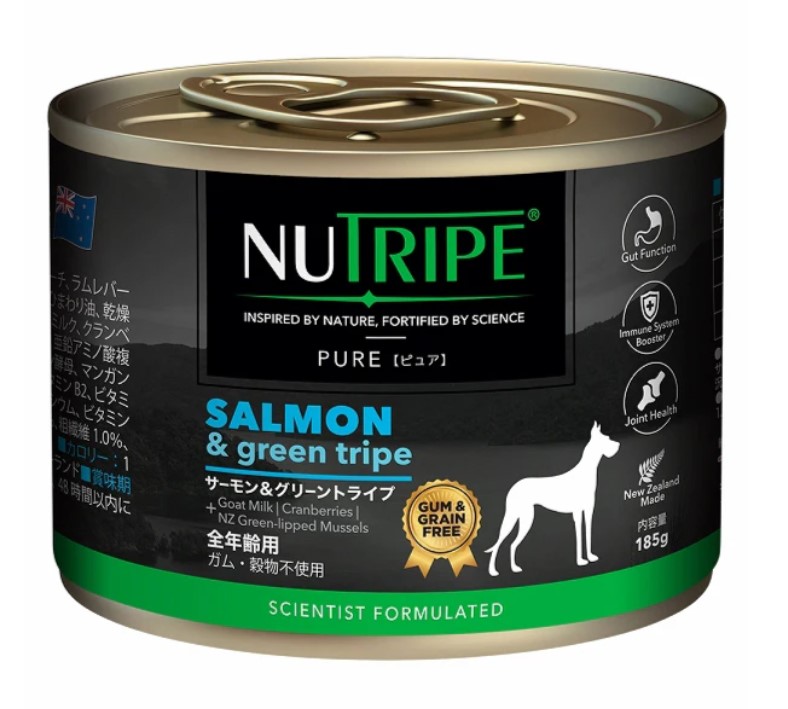 ニュートライプ PURE サーモン＆グリーントライプ 185g 総合栄養食 全年齢 犬用