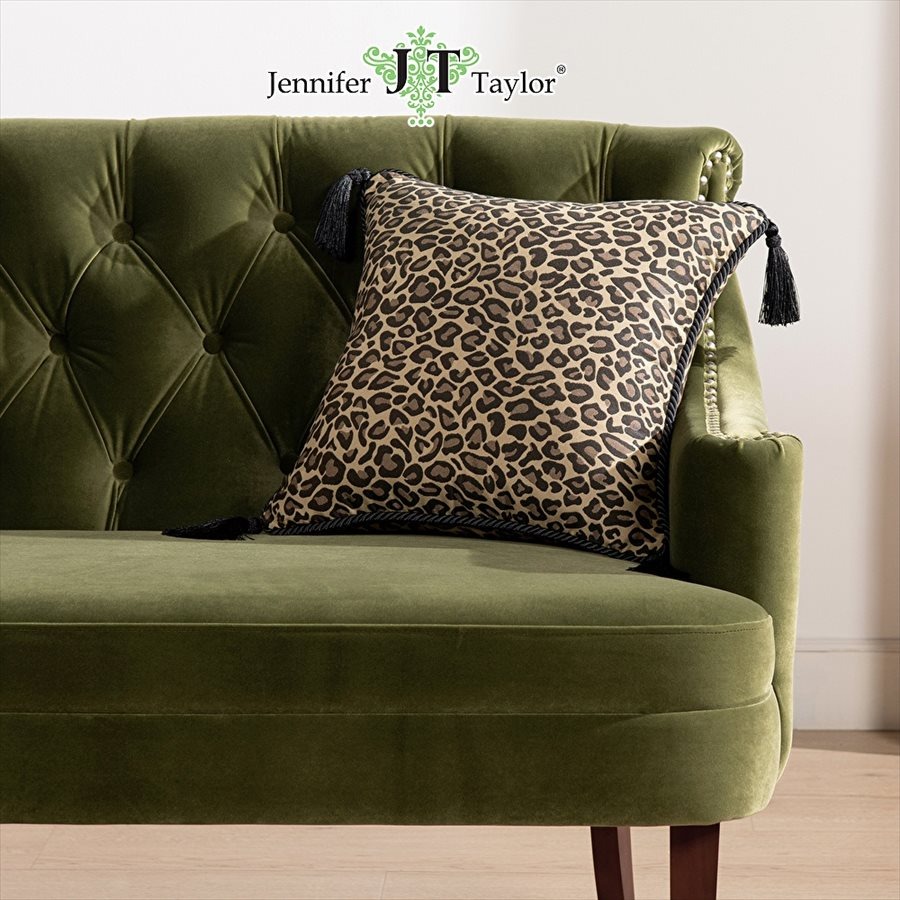 ジェニファーテイラー クッション Espresso レオパードジャガード 45×45cm