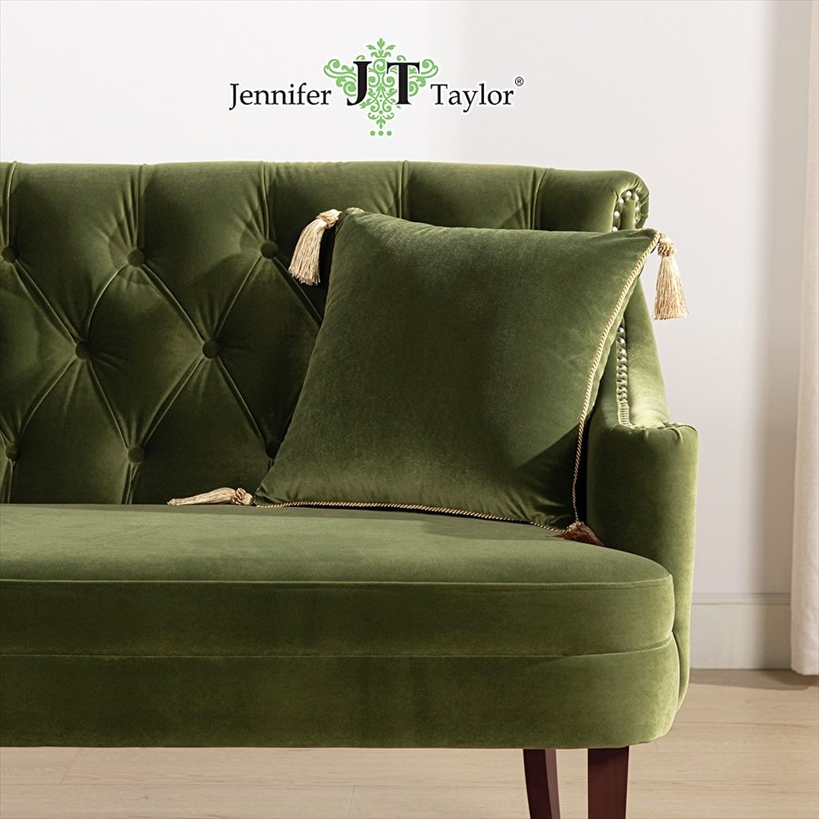 ジェニファーテイラー クッション ベロアグリーン 45×45cm