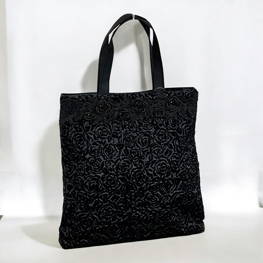 日本製 A4対応 ビーズフラワー フロッキーバッグ