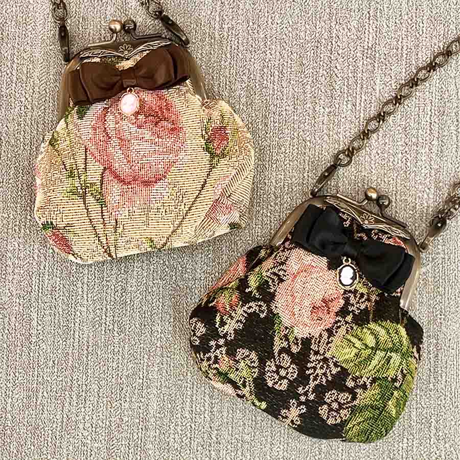 ルドゥーテソフィー リボン付き口金ミニポーチ