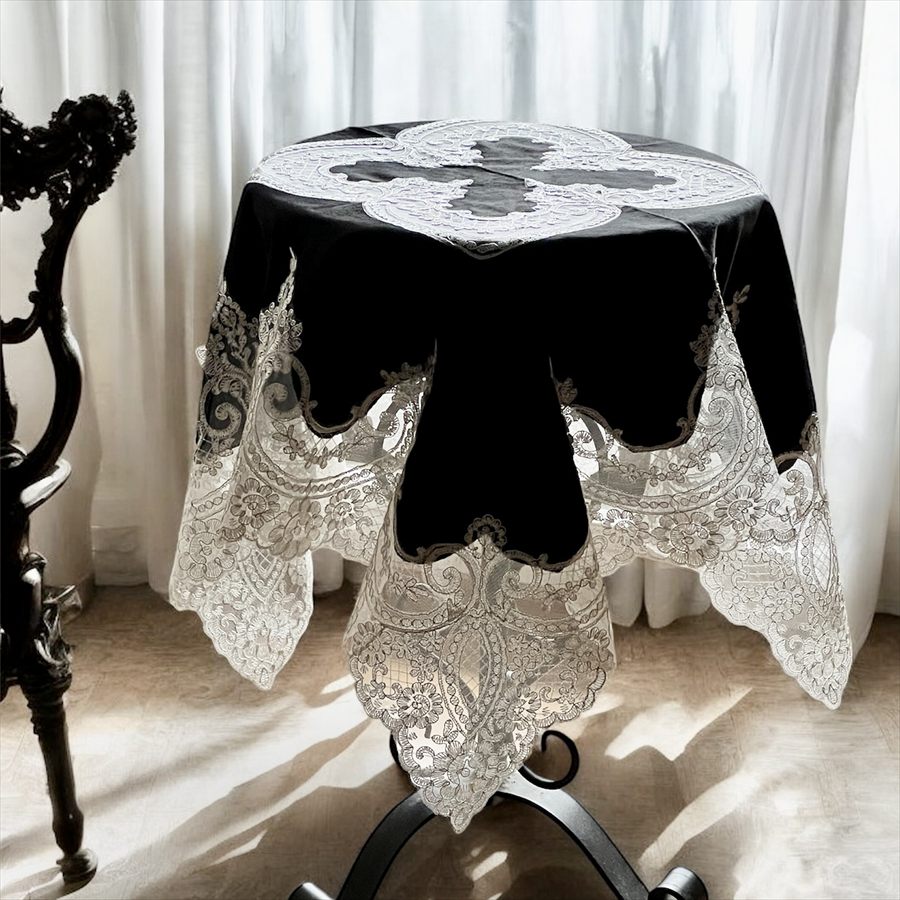 ベロア×レース テーブルクロス 85×85cm