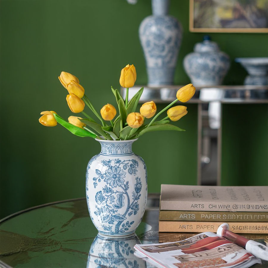 シノワズリ 花瓶 磁器 高さ23.5cm