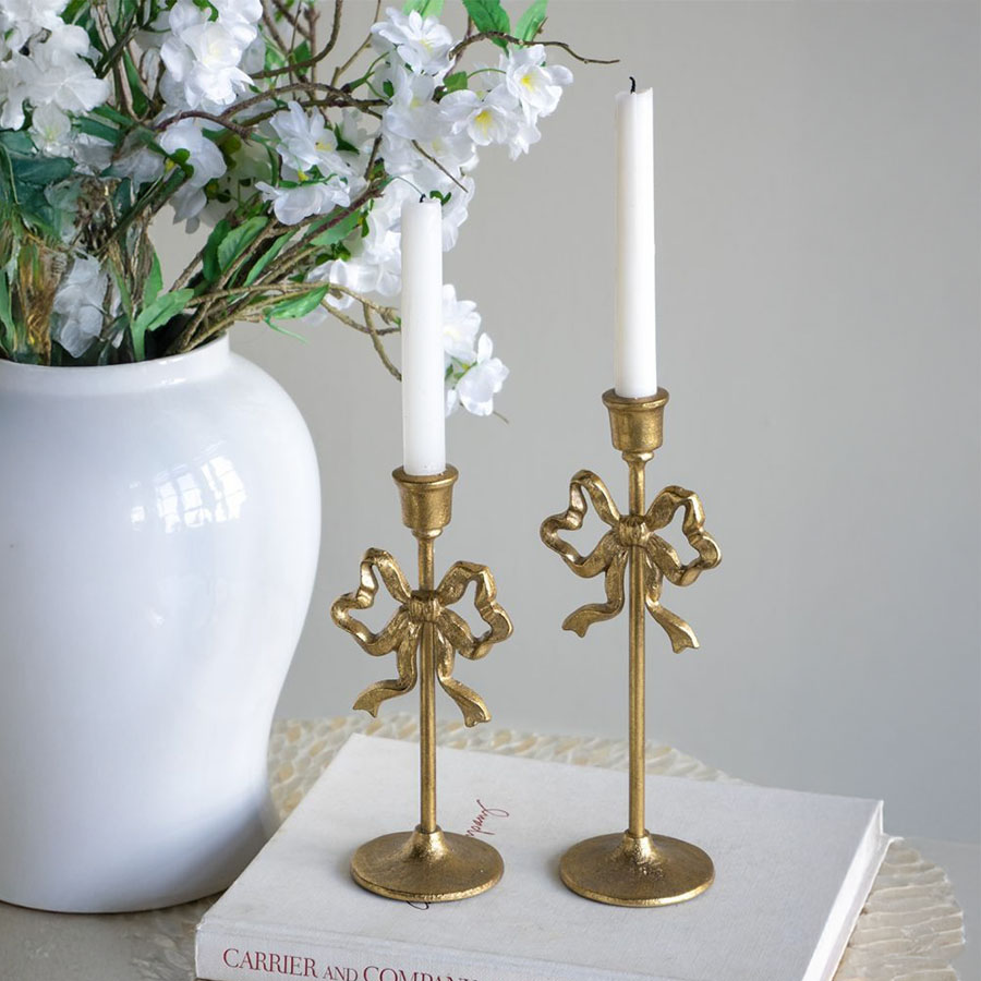 リボンモチーフ キャンドルホルダー 2本セット