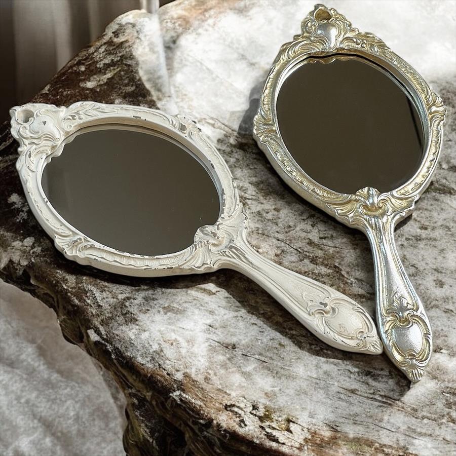 2色展開 アンティークレリーフ ハンドミラー 手鏡