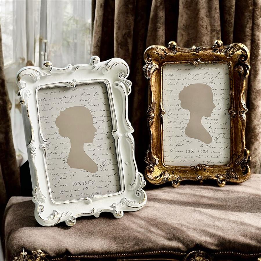 クラシック フレンチ 写真立て ホワイト ゴールド