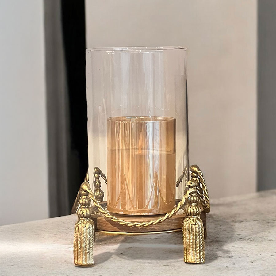 タッセルデザイン キャンドルホルダー 高さ22cm