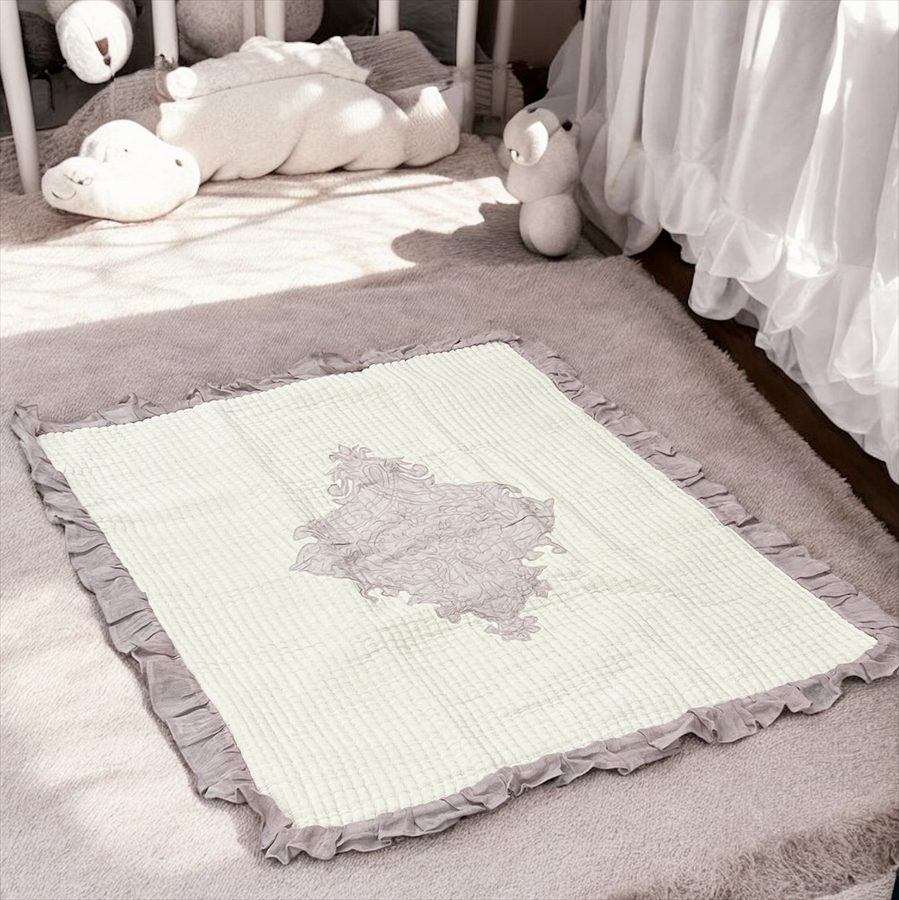 フリル付き コットンマット 110×85cm