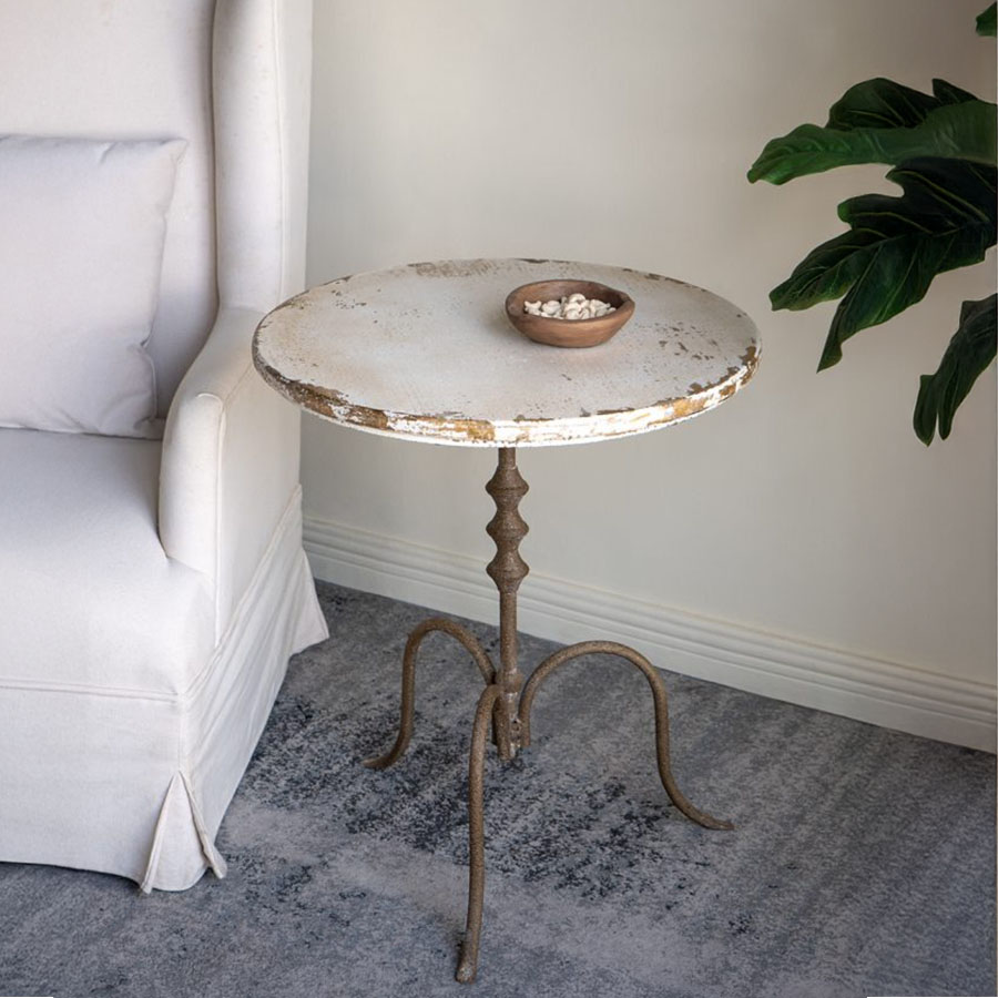 サイドテーブル シャビーシック 丸型 高さ70cm