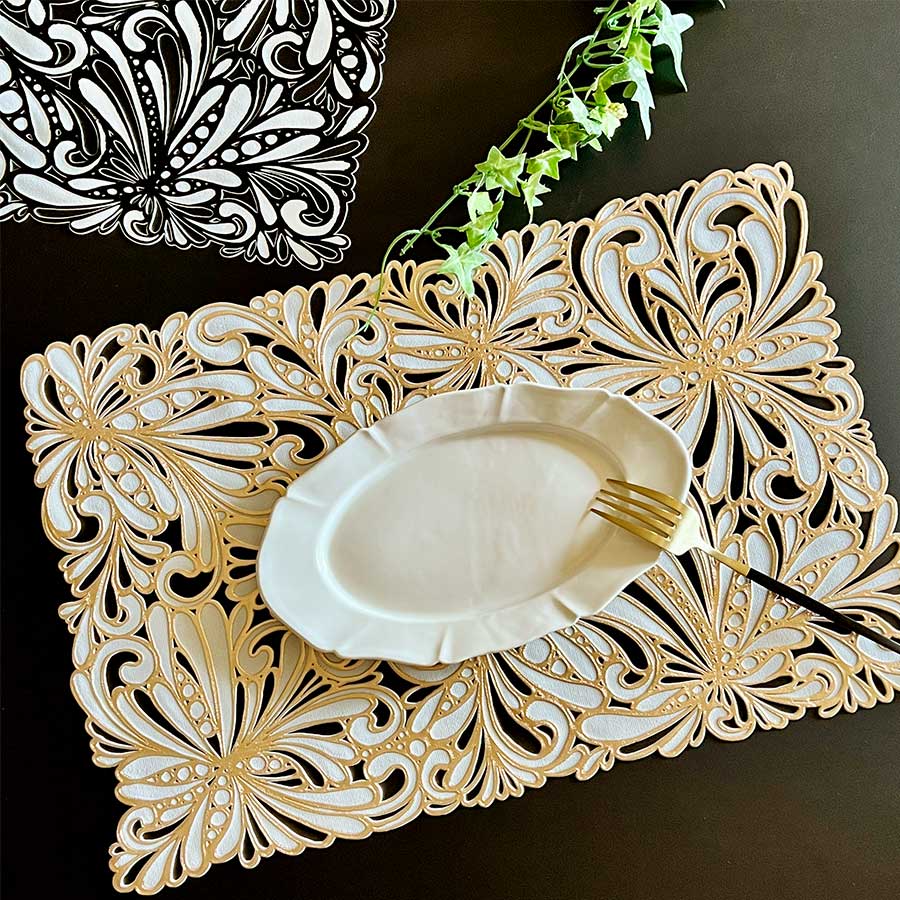 2色展開 レース調デザイン プレースマット