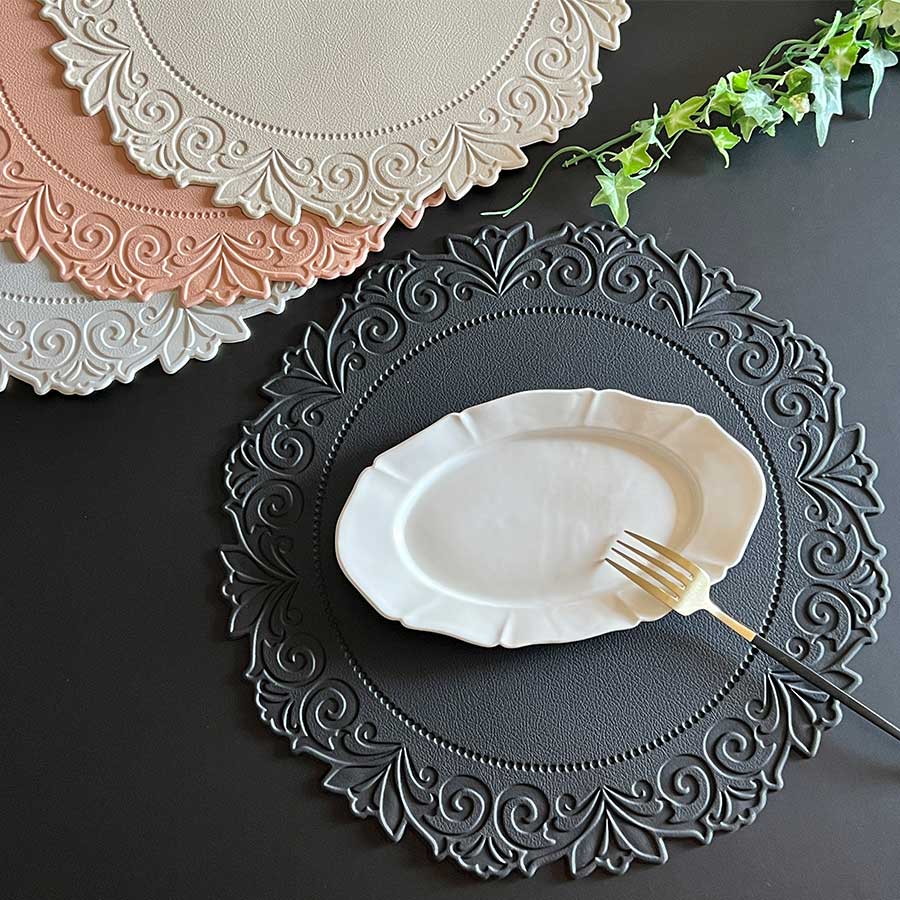 4色展開 エレガントラウンド プレースマット