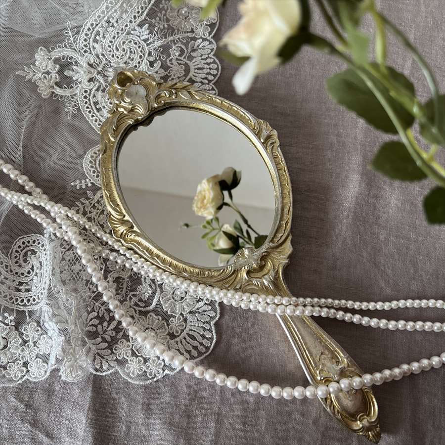 クラッシック 手鏡 ハンドミラー　ヴィクトリアン　アンティーク風