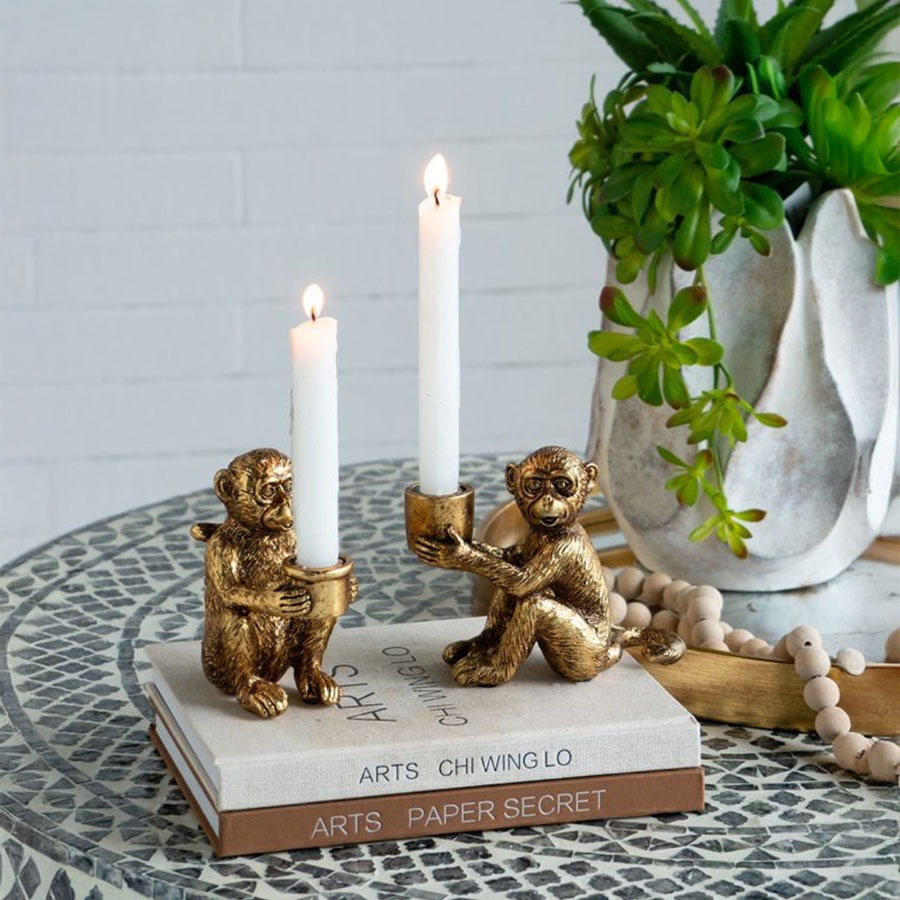 キャンドルホルダー モンキー ゴールド