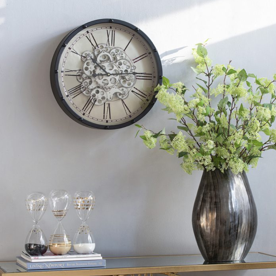 モダン・掛時計・歯車・ブラック