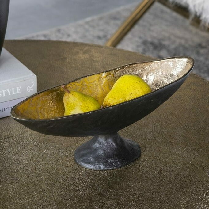 クラシックモダン・脚付きトレイ・アルミニウム・オーバルボウル