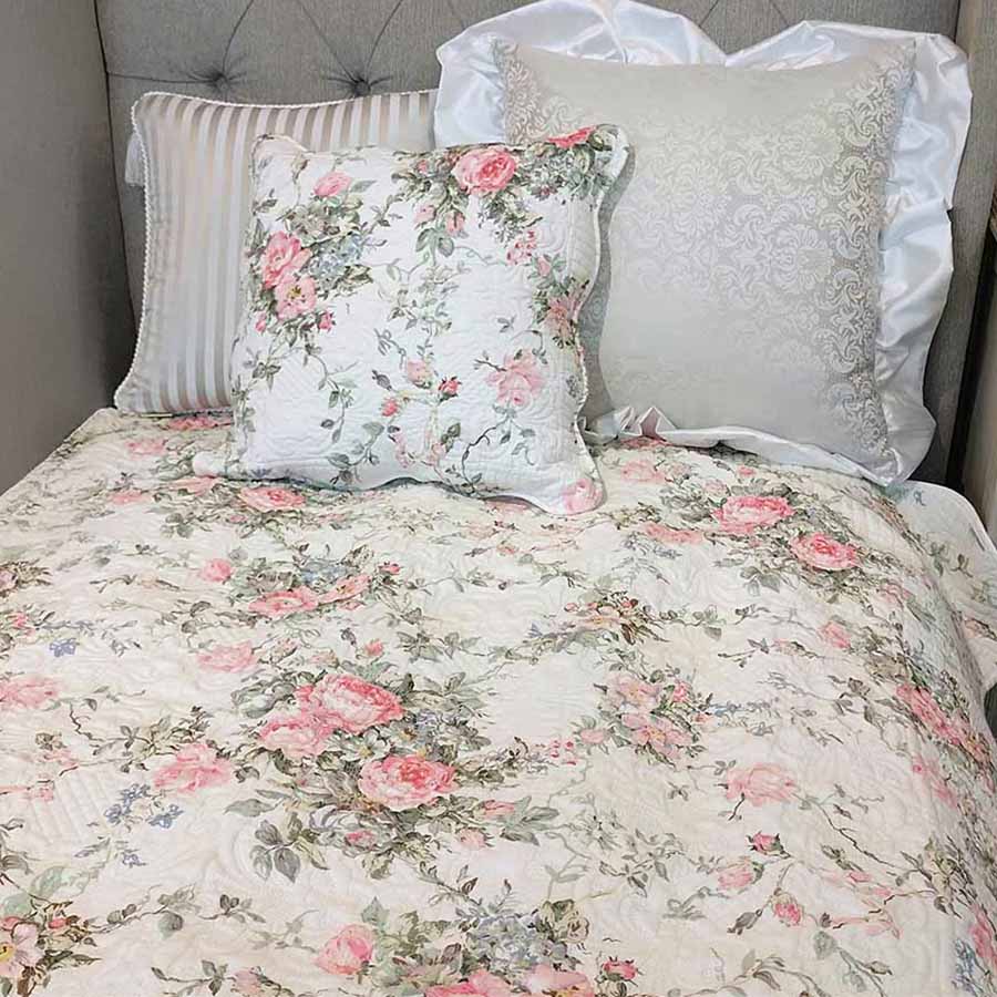 【3サイズ展開】＜champs　de　fleurs＞ローズキルト・マルチカバー