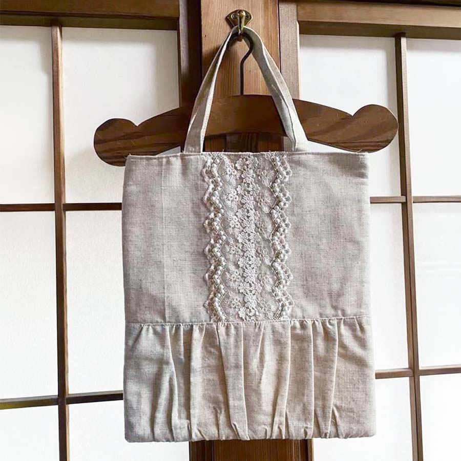 ギャザートートバッグ Beige pearl ベージュパールシリーズ