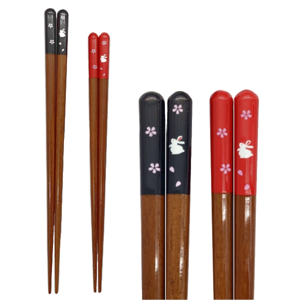 【日本製】塗箸　桜うさぎ