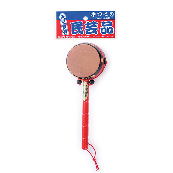 【日本製】民芸玩具　袋入りでんでん太鼓　(小)