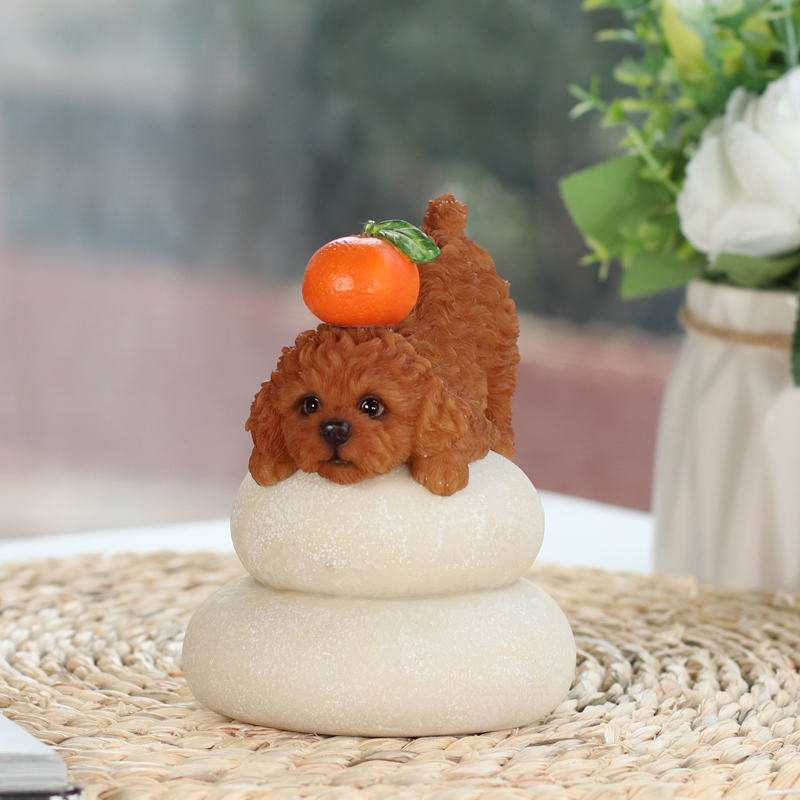鏡餅飾り トイプードル レッド