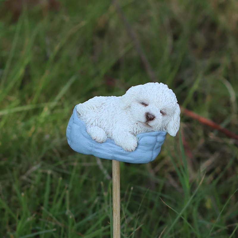 おやすみトイプードル　シロガーデンピック