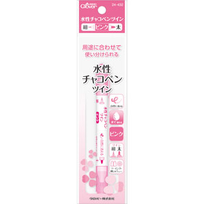 24-432 水性チャコペン　ツイン　ピンク　細・太 クロバー
