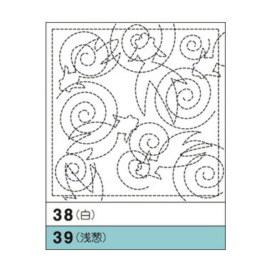 花ふきん39(浅葱) 「図案プリント済　花ふきん　布パック」　納涼きんぎょ　(浅葱) (3枚組)