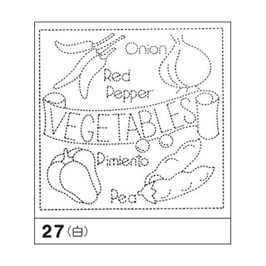花ふきん27(白) 「図案プリント済　花ふきん　布パック」　ベジタブル　(白) (3枚組)