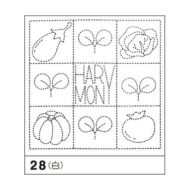 花ふきん28(白) 「図案プリント済　花ふきん　布パック」　ハーモニー　(白) (3枚組)