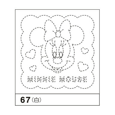 67 (白) 「図案プリント済　花ふきん　布パック」　ディズニー　ミニーマウス　(白)