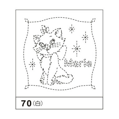 70 (白) 「図案プリント済　花ふきん　布パック」　ディズニー　マリー　(白)