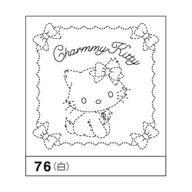 76 (白) 「図案プリント済　花ふきん　布パック」　サンリオ　チャーミーキティ　リボン　(白)