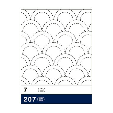 花ふきん207(藍) 「図案プリント済　花ふきん　布パック」　青海波　[せいがいは] (藍) (3枚組)