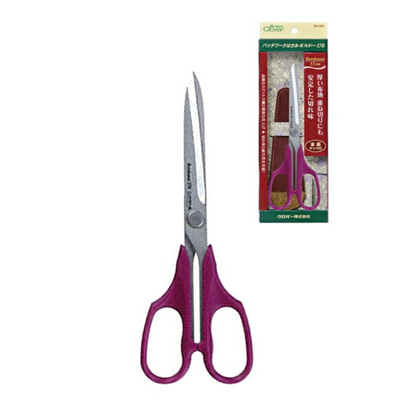 36-086 クロバー パッチワーク はさみ ボルドー　170 [17cm]手芸用　ハサミ クローバー