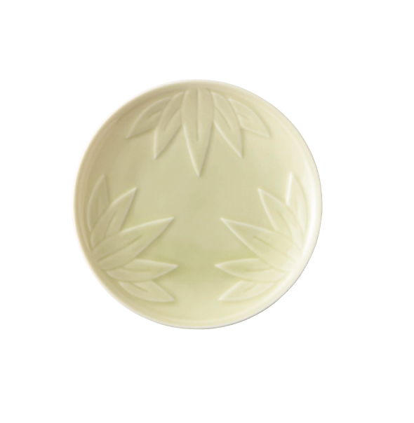 【engi紋（えんぎもん）】小皿（竹）（レリーフ黄緑）O-M16402